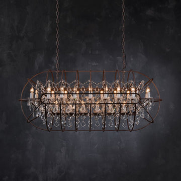 Zoraida Crystal Rectangular Chandelier-Chandelier-Jecanoli