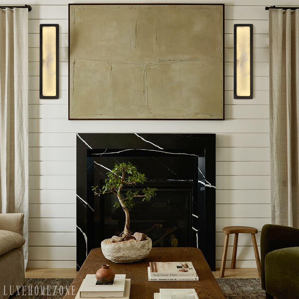 Alabaster Rectangle Wall Sconces 20"