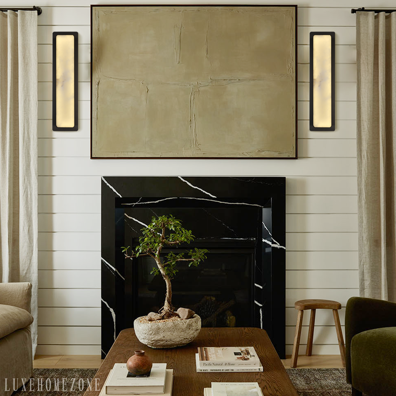 Alabaster Rectangle Wall Sconces 20"