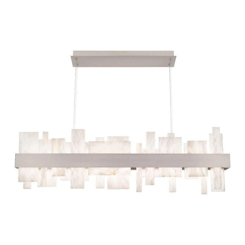Acropolis 46in LED Linear Alabaster Chandelier - Brushed Nickel-Jecanoli
