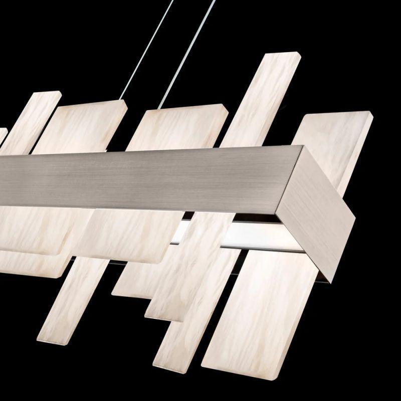 Acropolis 46in LED Linear Alabaster Chandelier - Brushed Nickel-Jecanoli