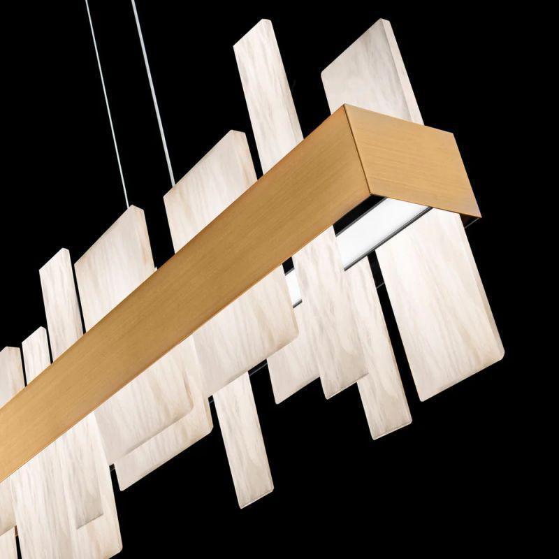 Acropolis 46in LED Linear Alabaster Chandelier - Brass-Jecanoli