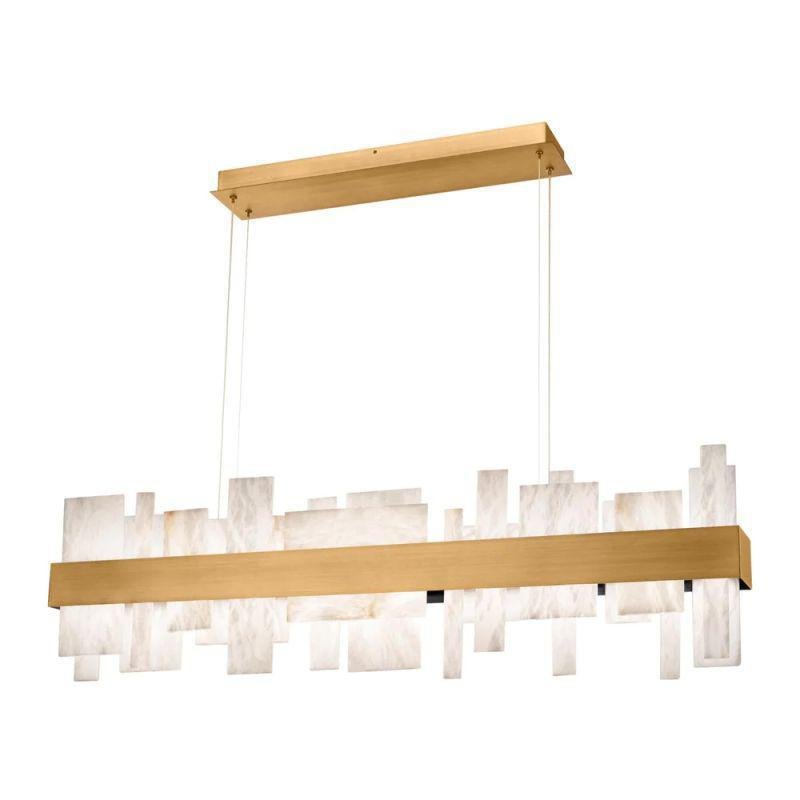 Acropolis 46in LED Linear Alabaster Chandelier - Brushed Nickel-Jecanoli