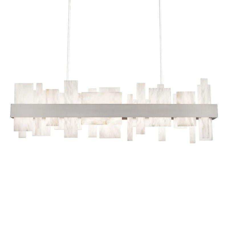 Acropolis 46in LED Linear Alabaster Chandelier - Brushed Nickel-Jecanoli