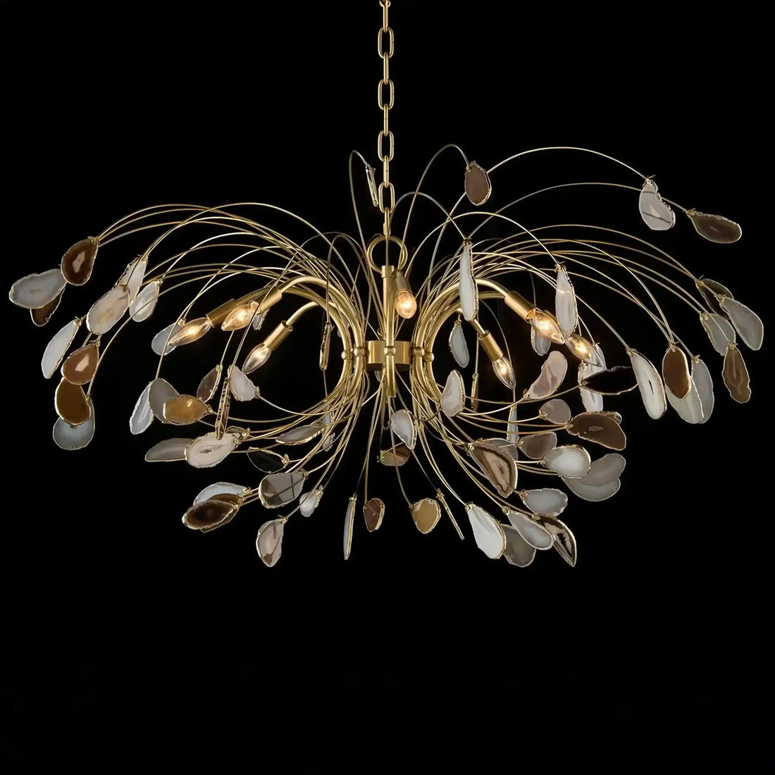 Agate and Brass Eight-Light Chandelier - Jecanoli