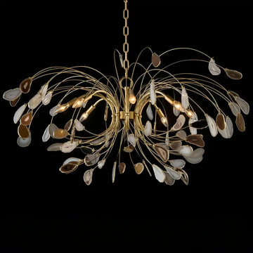 Agate and Brass Eight-Light Chandelier - Jecanoli