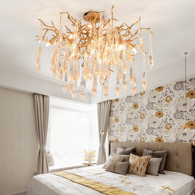 Agnes Brass Branch Crystal Ceiling Light - 39.37" LJecanoli