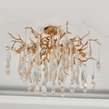 Agnes Brass Branch Crystal Ceiling Light - 31.5