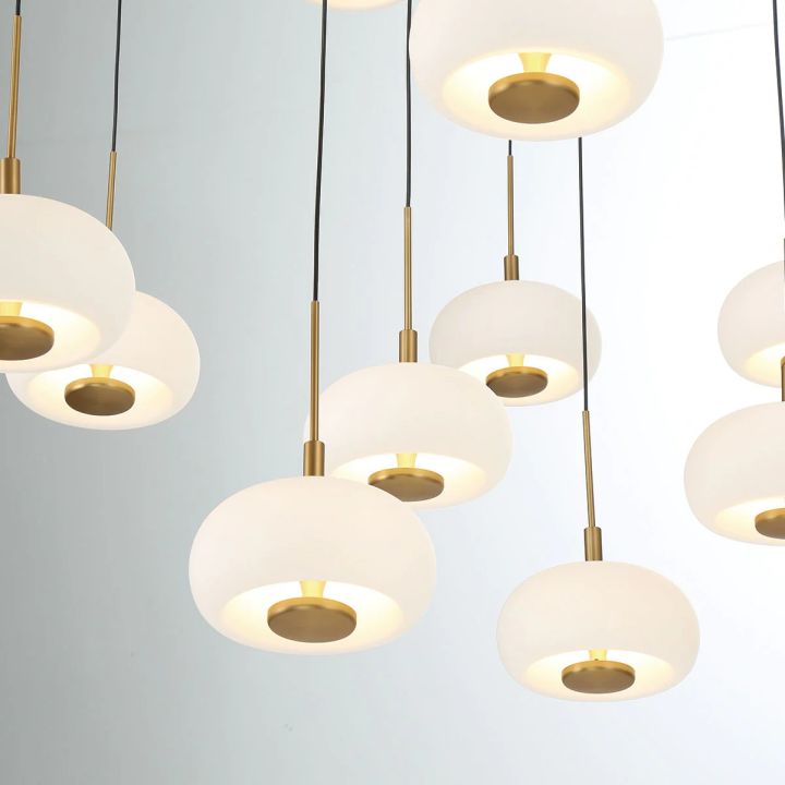 Alabaster 19 Lights Round LED Chandelier - Matte BlackJecanoli