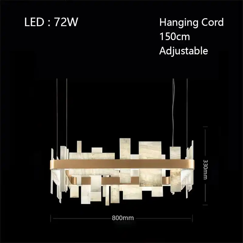 Alabaster Acropolis LED Square Chandelier - 19.7"W-Jecanoli
