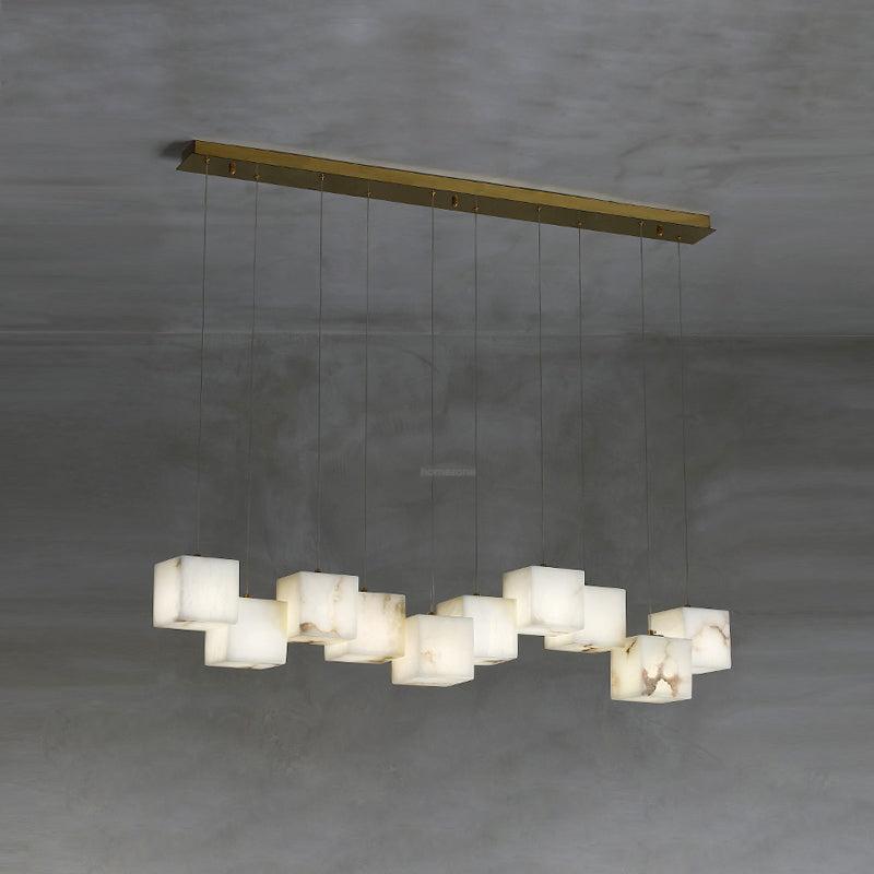 Alabaster Box Linear Chandelier - 10 heads L 47.2" x W 4.7"x H 78.7" / L 120cm x W 12cm x H 200cmWhite - Manor Lights
