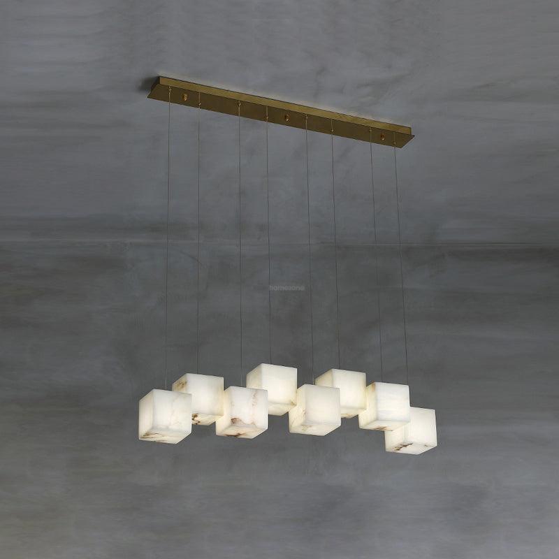 Alabaster Box Linear Chandelier - 8 heads L 37.8" x W 4.7"x H 78.7" / L 96cm x W 12cm x H 200cmWhite - Manor Lights
