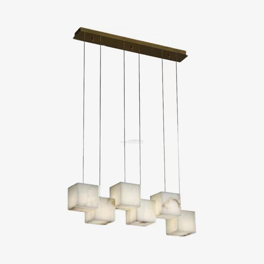 Alabaster Box Linear Chandelier - 6 heads L 28.3" x W 4.7"x H 78.7" / L 72cm x W 12cm x H 200cmWhite - Manor Lights