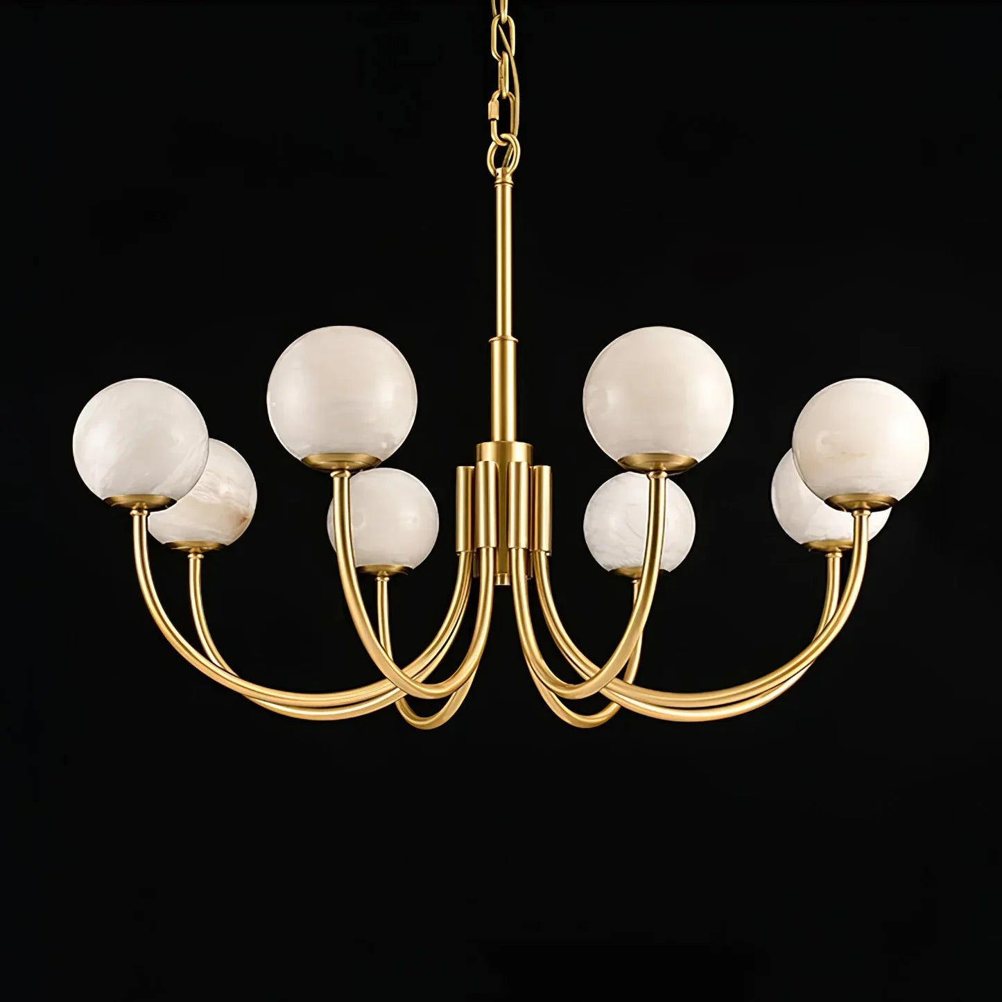 Alabaster Brass Chandelier 25.6" 31.5"