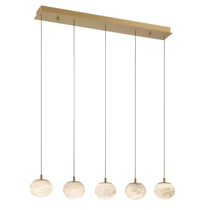 Alabaster Codri Linear LED Chandelier - Antique Brass14 LightJecanoli