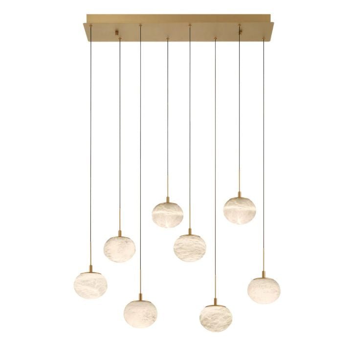 Alabaster Codri Linear LED Chandelier - Antique Brass8 LightJecanoli