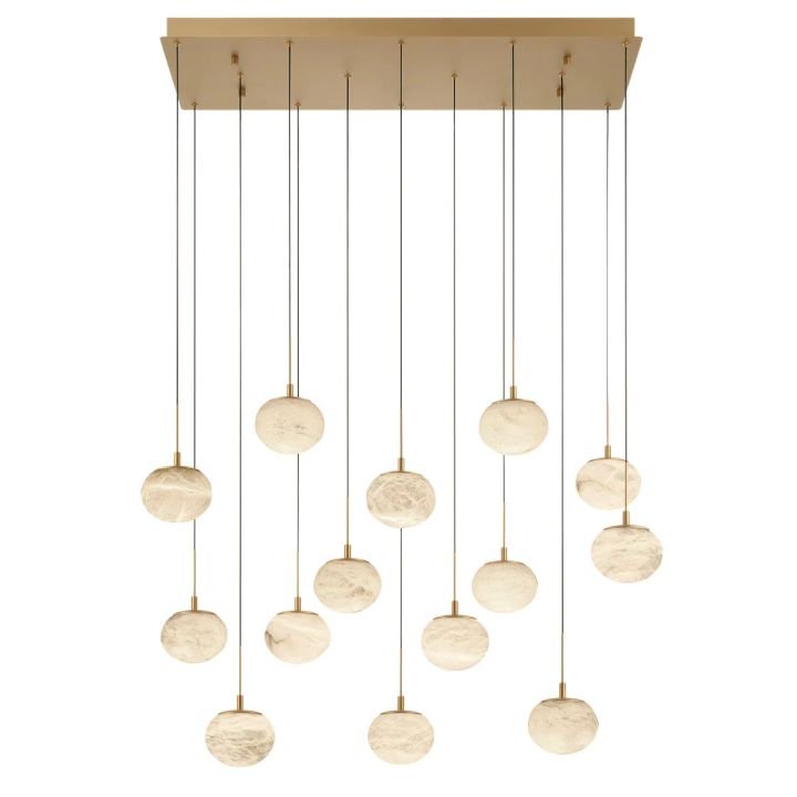 Alabaster Codri Linear LED Chandelier - Antique Brass14 LightJecanoli