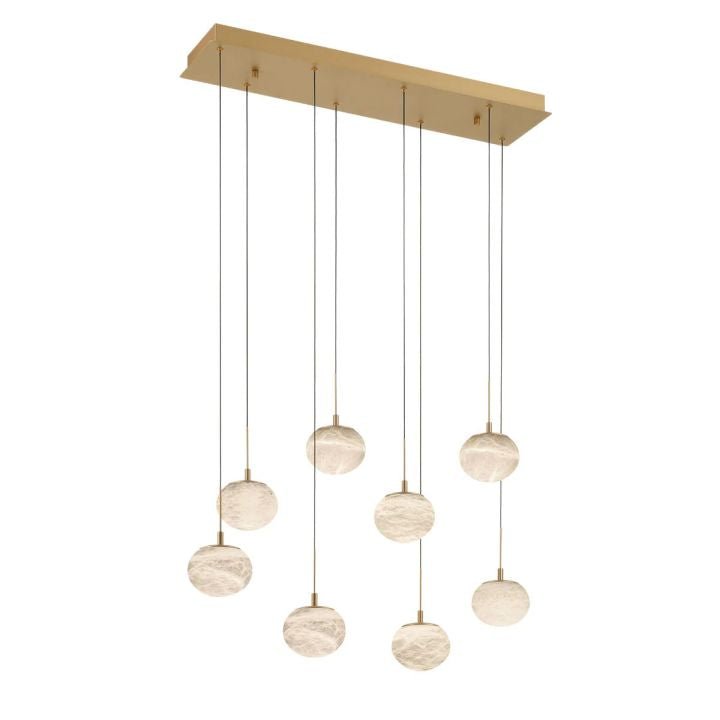 Alabaster Codri Linear LED Chandelier - Antique Brass8 LightJecanoli