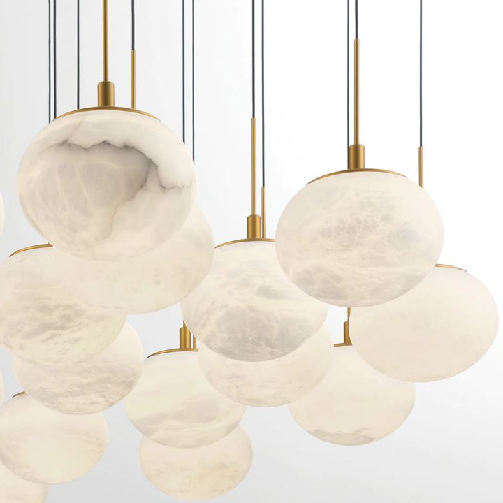 Alabaster Codri Linear LED Chandelier - Antique Brass14 LightJecanoli