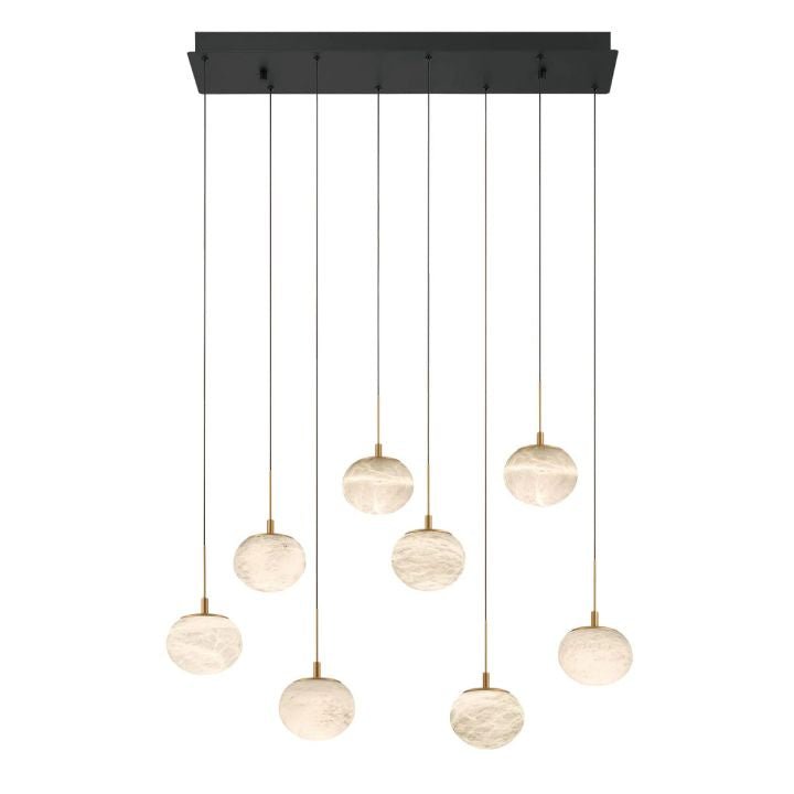 Alabaster Codri Linear LED Chandelier - Antique Brass8 LightJecanoli