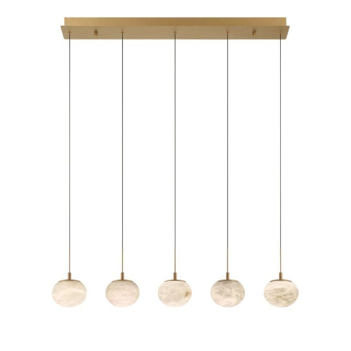 Alabaster Codri Linear LED Chandelier - Antique Brass5 LightJecanoli