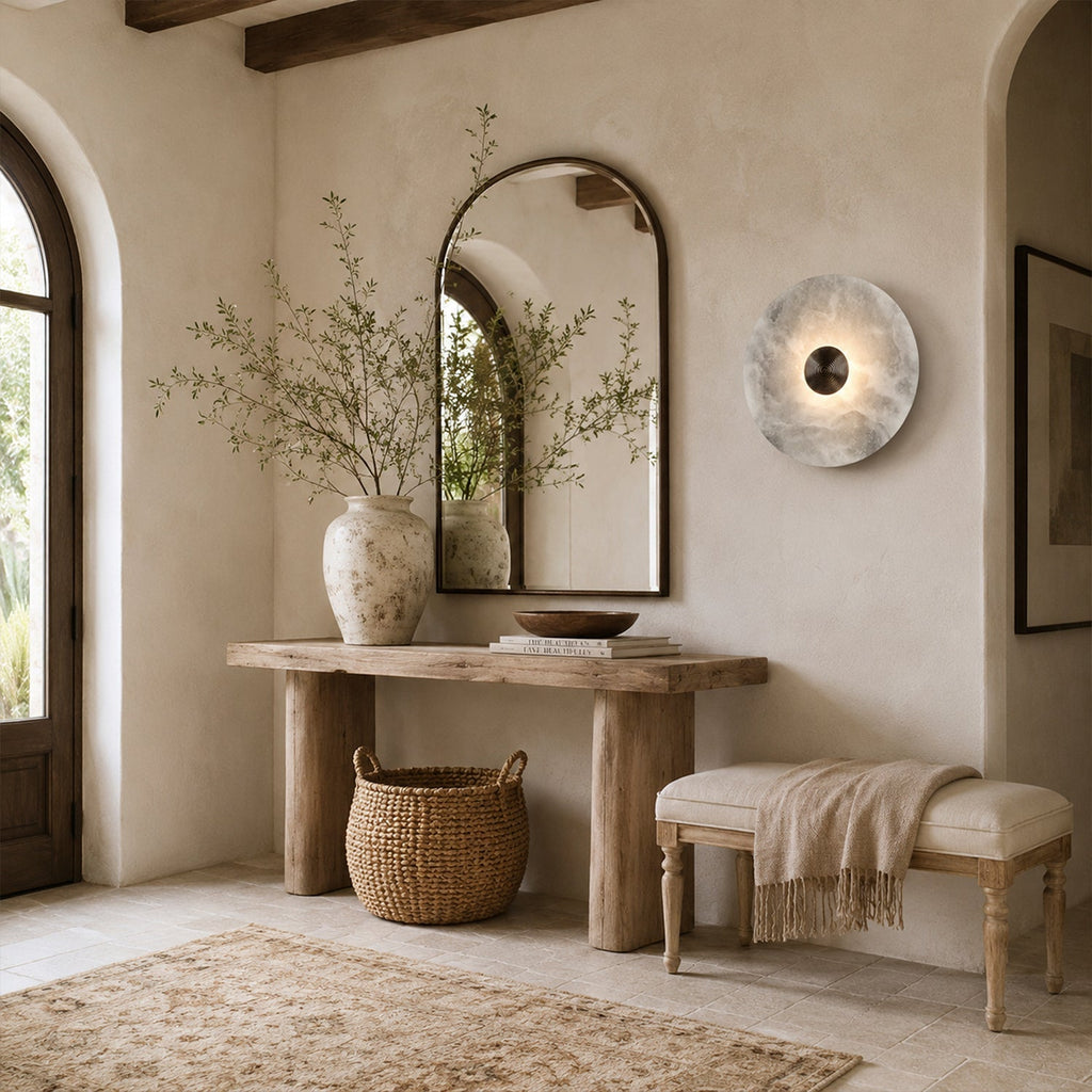 Alabaster Disc Flush Mount Wall Sconce