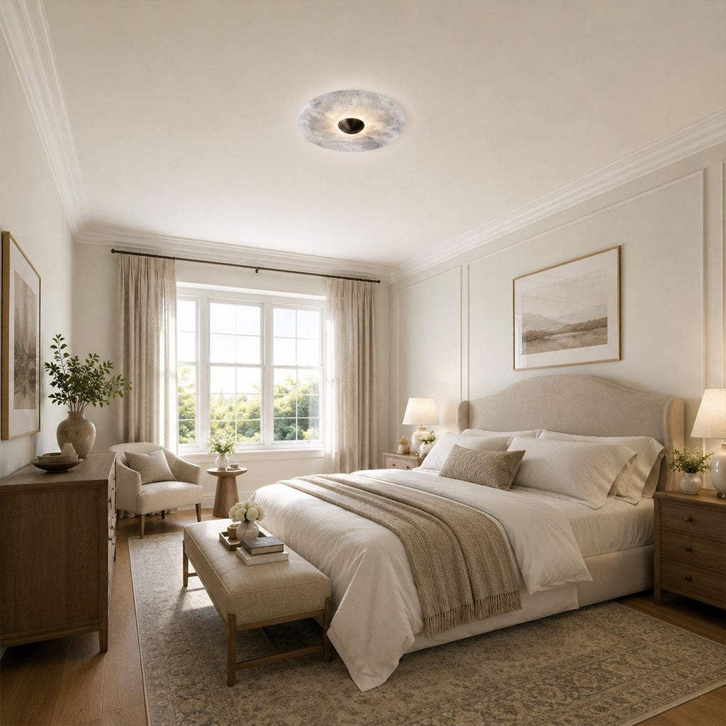 Alabaster Disc Flush Mount Wall Sconce