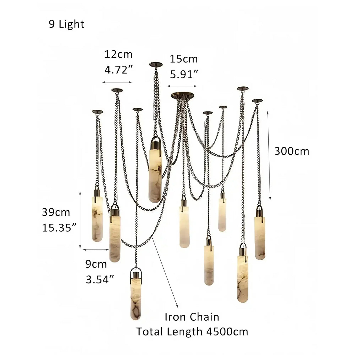 Alabaster Flint 1/2/3/5/7/9/12/15 - Light LED Multi - Drop Pendant - 9 lightsManor Lights