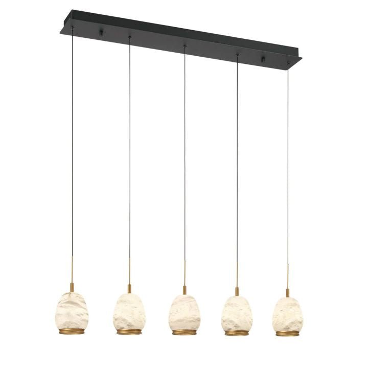 Alabaster Linear LED Chandelier - Matte Black5 LightJecanoli