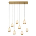 Alabaster Linear LED Chandelier - Antique Brass8 LightJecanoli