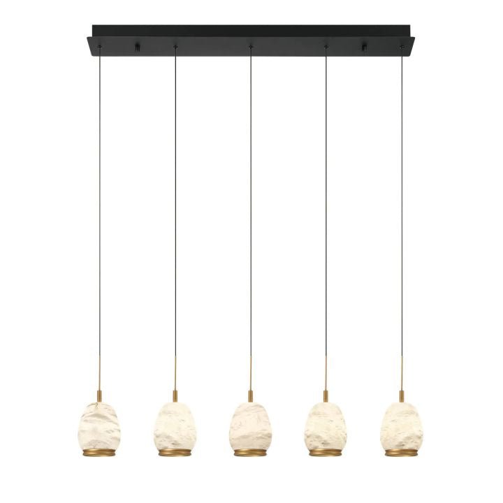 Alabaster Linear LED Chandelier - Matte Black5 LightJecanoli