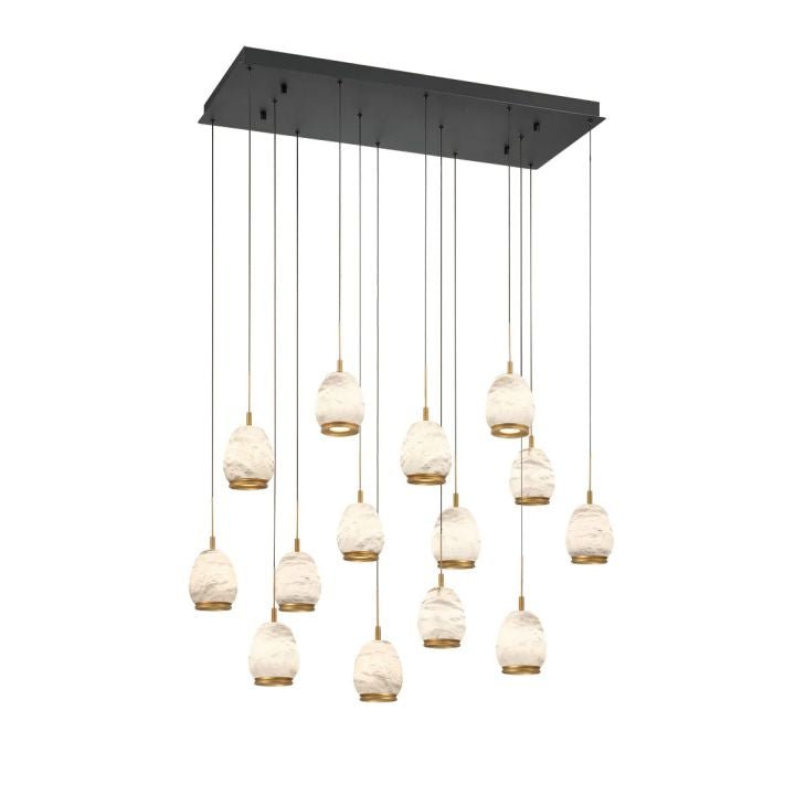 Alabaster Linear LED Chandelier - Matte Black14 LightJecanoli