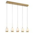 Alabaster Linear LED Chandelier - Antique Brass5 LightJecanoli
