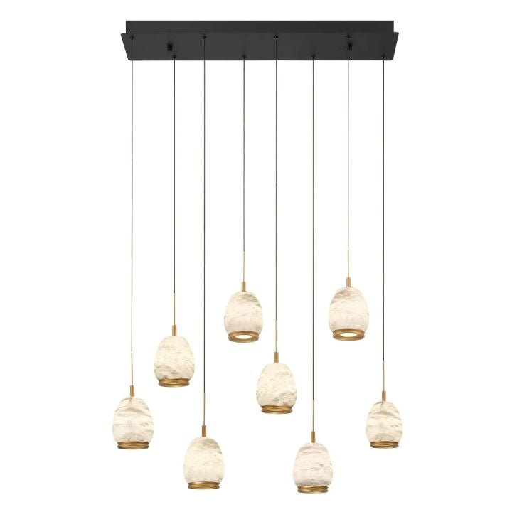 Alabaster Linear LED Chandelier - Matte Black8 LightJecanoli