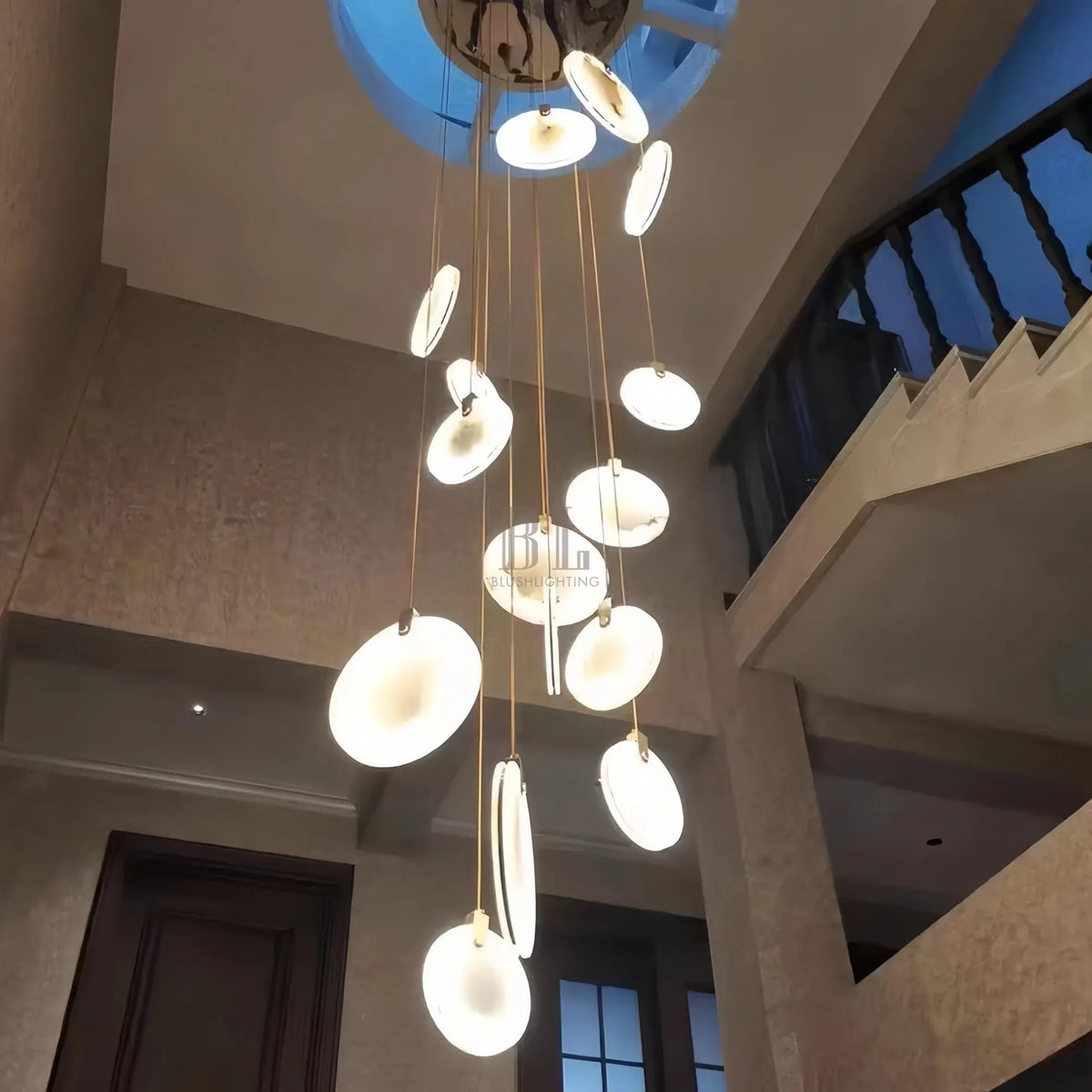 Alabaster Long Staircase Chandelier 5 styles - 10 LightsBlushlighting