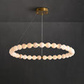 Alabaster Orb Ring Chandelier - ∅ 39.4″ x H 2.4″Gold & WhiteWarm Light-Jecanoli