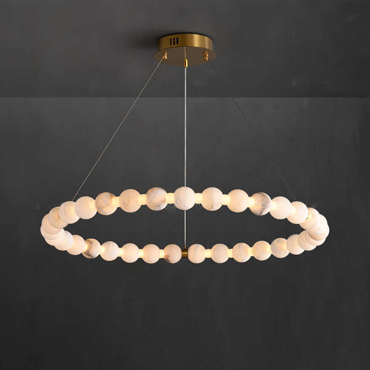 Alabaster Orb Ring Chandelier - ∅ 39.4″ x H 2.4″Gold & WhiteWarm Light-Jecanoli