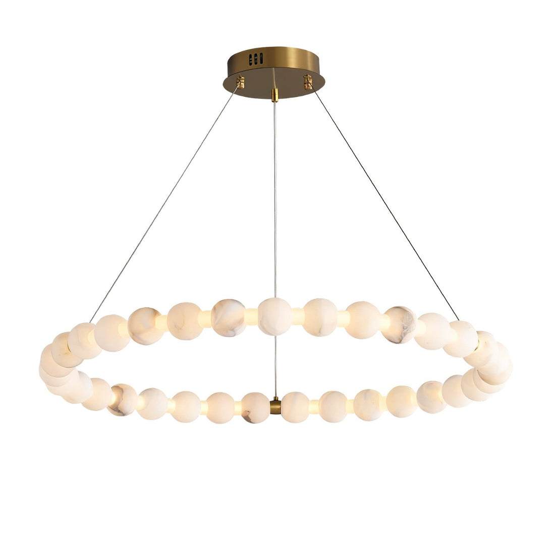 Alabaster Orb Ring Chandelier - ∅ 23.6″ x H 2.4″Gold & WhiteWarm Light-Jecanoli