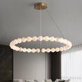 Alabaster Orb Ring Chandelier - ∅ 23.6″ x H 2.4″Gold & WhiteWarm Light-Jecanoli