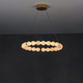 Alabaster Orb Ring Chandelier - ∅ 31.5″ x H 2.4″Gold & WhiteWarm Light-Jecanoli