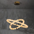Alabaster Orb Ring Chandelier - ∅ 23.6″ x H 2.4″Gold & WhiteWarm Light-Jecanoli