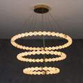 Alabaster Orb Ring Chandelier - 23.6″ + 31.5″ + 39.4″Gold & WhiteWarm Light-Jecanoli