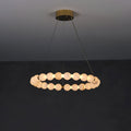 Alabaster Orb Ring Chandelier - ∅ 23.6″ x H 2.4″Gold & WhiteWarm Light-Jecanoli