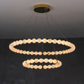 Alabaster Orb Ring Chandelier - 23.6″ + 39.4″Gold & WhiteWarm Light-Jecanoli
