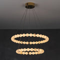 Alabaster Orb Ring Chandelier - 23.6″ + 31.5″Gold & WhiteWarm Light-Jecanoli