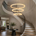 Alabaster Orb Ring Chandelier - 23.6″ + 31.5″ + 39.4″Gold & WhiteWarm Light-Jecanoli