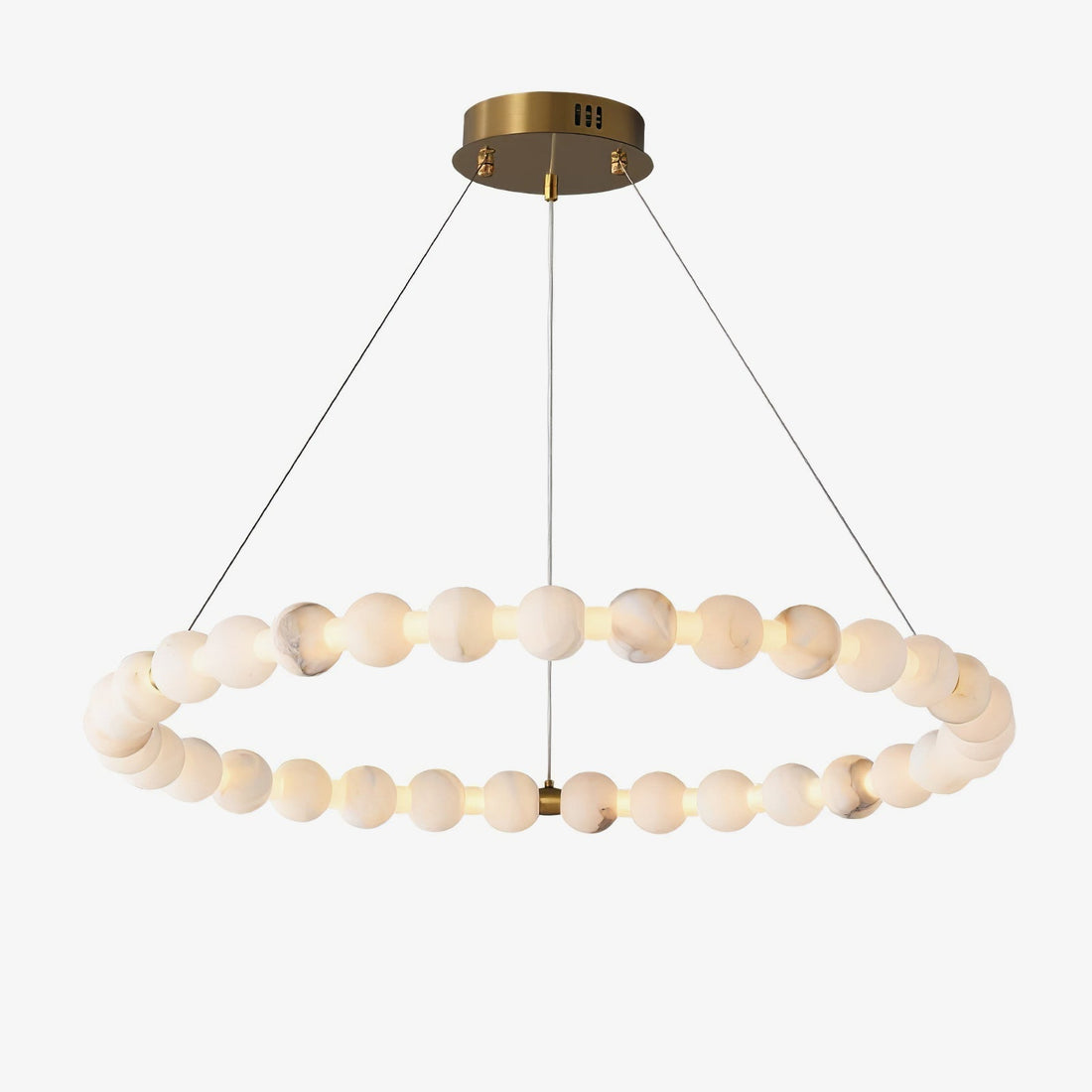 Alabaster Orb Ring Chandelier - ∅ 23.6″ x H 2.4″Gold & WhiteWarm Light-Jecanoli