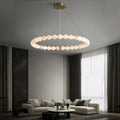 Alabaster Orb Ring Chandelier - ∅ 23.6″ x H 2.4″Gold & WhiteWarm Light-Jecanoli