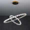 Alabaster Orb Ring Chandelier - 23.6″ + 31.5″ + 39.4″Gold & WhiteWarm Light-Jecanoli