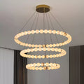 Alabaster Orb Ring Chandelier - ∅ 23.6″ x H 2.4″Gold & WhiteWarm Light-Jecanoli